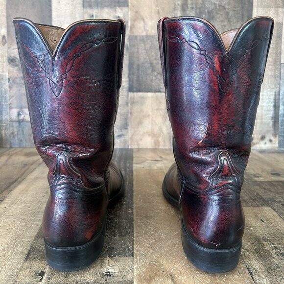 Lucchese Classics L6749 Vintage Black Cherry Roper Cowboy Boots Mens 10.5 B - Picture 10 of 12